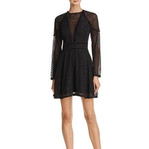 La Maison Talulah Fringe Edged Black Mini Dress with sparkle dots - Size Small